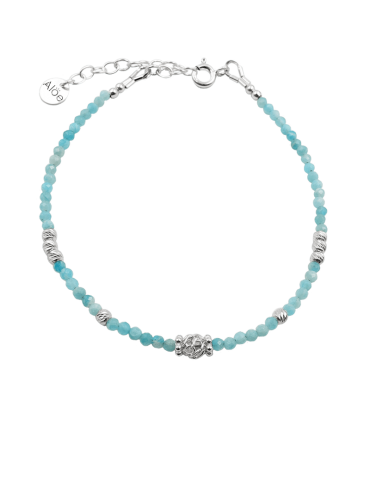 Bracelet perles Amazonite 2mm en Argent 925 - Elia