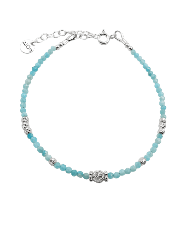 Bracelet perles Amazonite 2mm en Argent 925 - Elia Aloe Bijoux