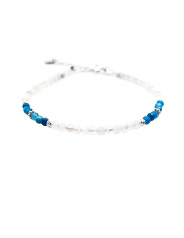 Bracelet perles Pierre de lune, Apatite et Argent 925 - Lali Aloe Bijoux