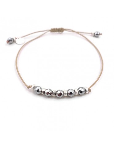 Bracelet Cordon hématites et argent Aloe Bijoux