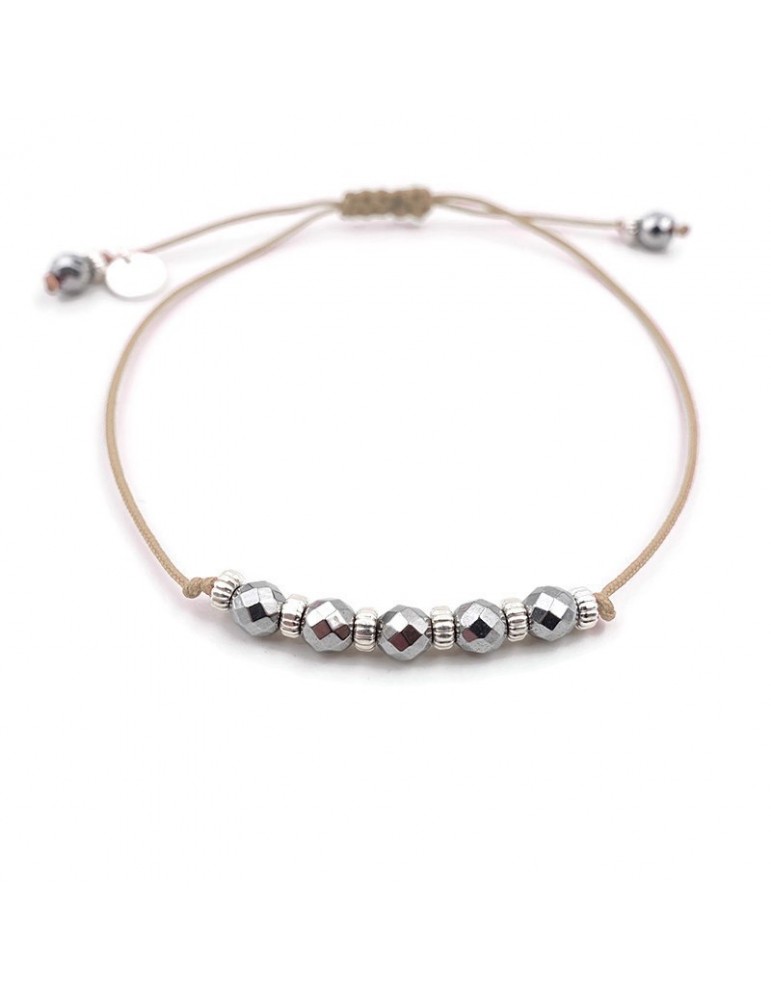 Bracelet Cordon hématites et argent Aloe Bijoux Bracelet Cordon hématites et argent Aloe Bijoux