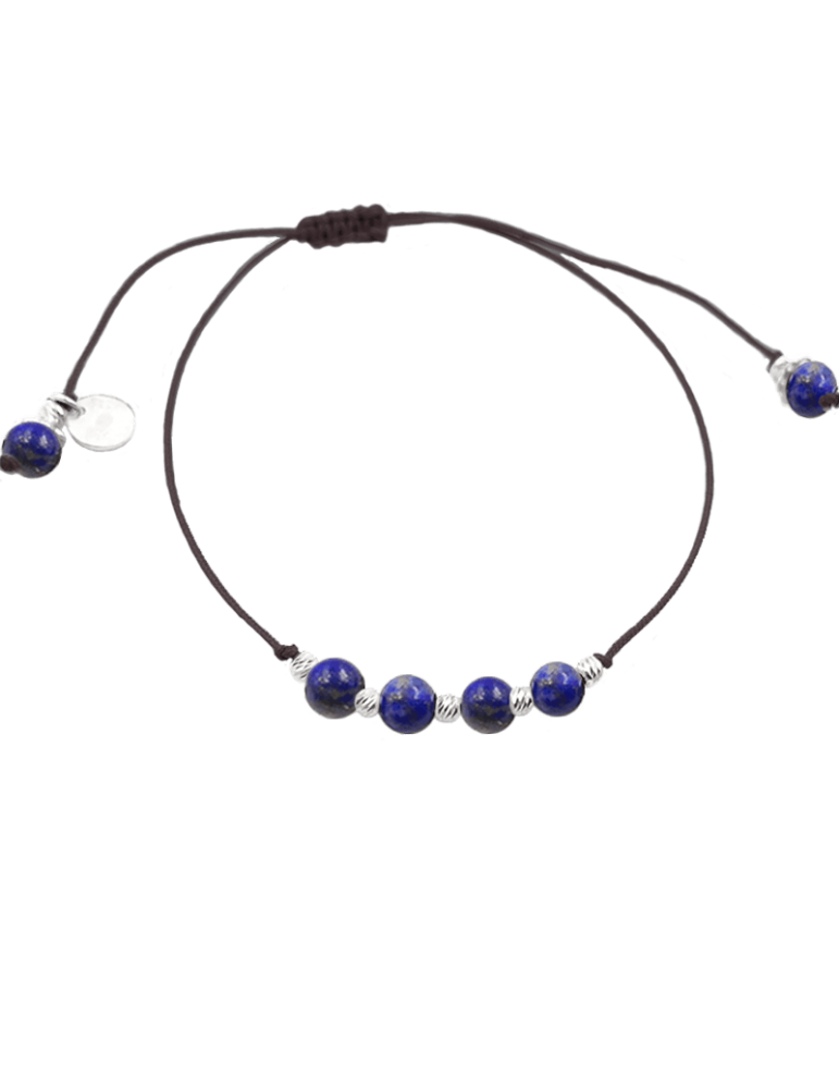 Bracelet Cordon Lapis lazuli 4 mm et Argent 925 - Olga Aloe Bijoux Bracelet Cordon Lapis lazuli 4 mm et Argent 925 - Olga Aloe Bijoux