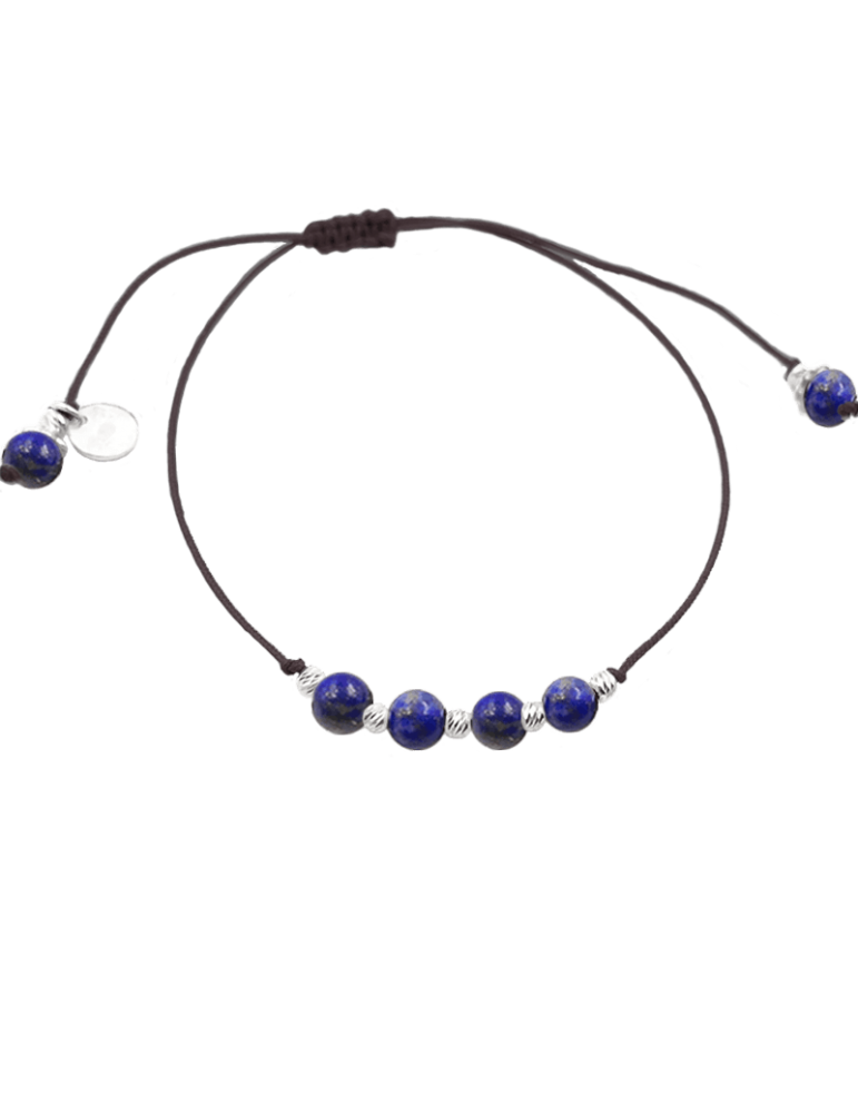 Bracelet en Cordon avec Lapis Lazuli et Argent 925 - Olga Aloe Bijoux