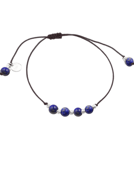 Bracelet Cordon Lapis lazuli 4 mm et Argent 925 - Olga Aloe Bijoux