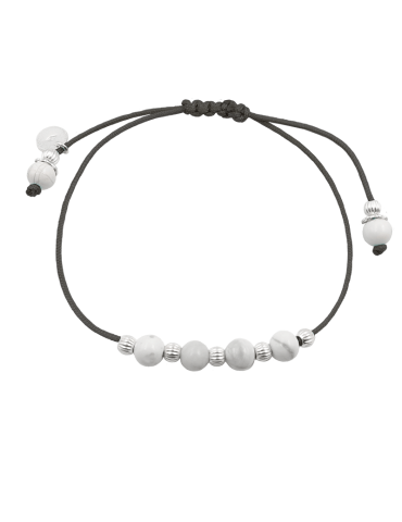 Bracelet Cordon Howlite 4 mm et Argent 925 - Olga Aloe Bijoux
