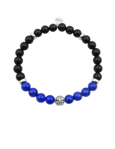 Bracelet lapis lazuli et onyx en Argent 925 - Bliss Aloe Bijoux