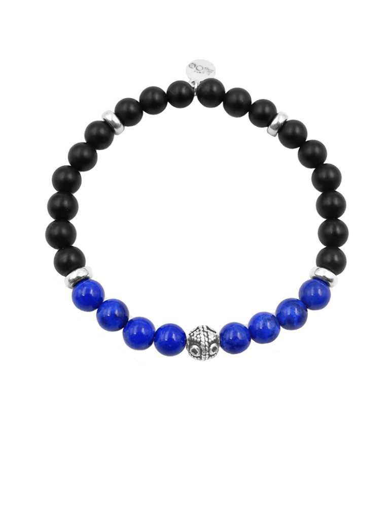 Bracelet lapis lazuli et onyx en Argent 925 - Bliss Aloe Bijoux Bracelet lapis lazuli et onyx en Argent 925 - Bliss Aloe Bijoux