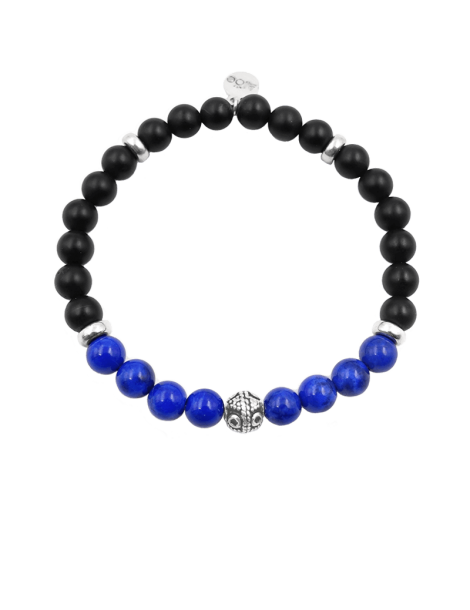 Bracelet lapis lazuli et onyx en Argent 925 - Bliss Aloe Bijoux
