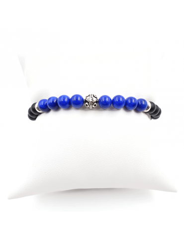 Bracelet lapis lazuli et onyx en Argent 925 - Bliss Aloe Bijoux