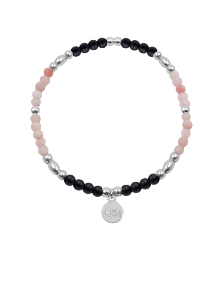 Bracelet opale rose et onyx en Argent 925 - Lena Aloe Bijoux Bracelet opale rose et onyx en Argent 925 - Lena Aloe Bijoux