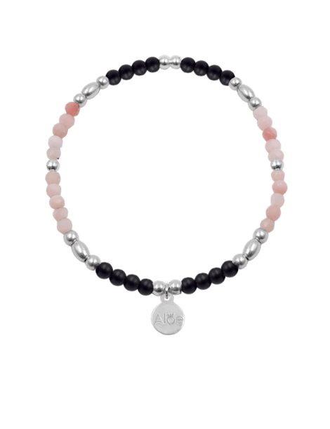 Bracelet opale rose et onyx en Argent 925 - Lena Aloe Bijoux