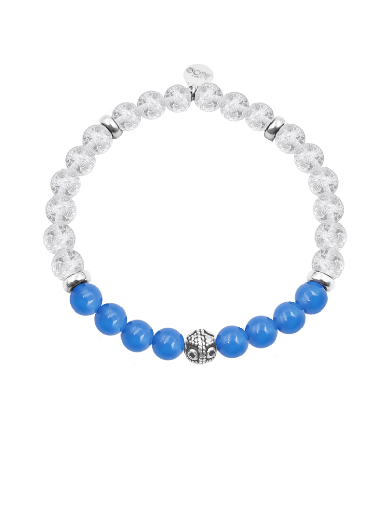 Bracelet Cristal de roche et Agate bleue en Argent 925 - Bliss Aloe Bijoux