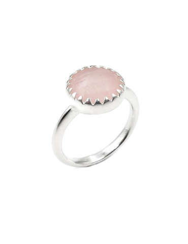 Bague Quartz rose en Argent 925 - Juliette Aloe Bijoux