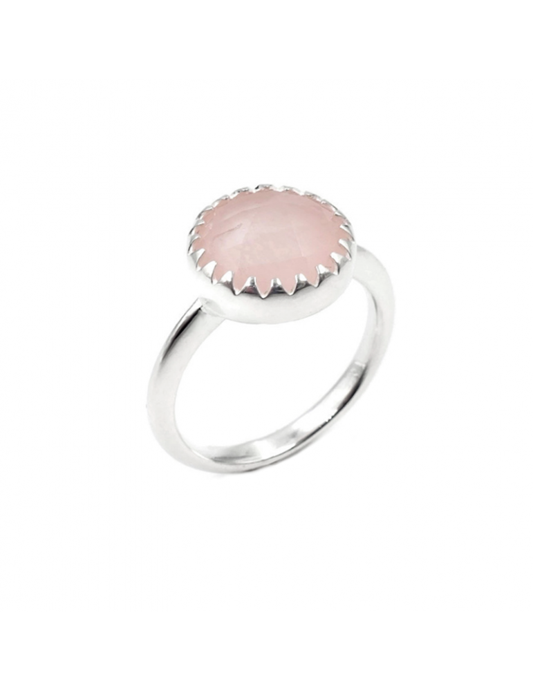 Bague Quartz rose en Argent 925 - Juliette Aloe Bijoux