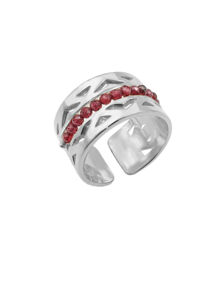 Bague Grenat en Argent 925 - Aloé Aloe Bijoux