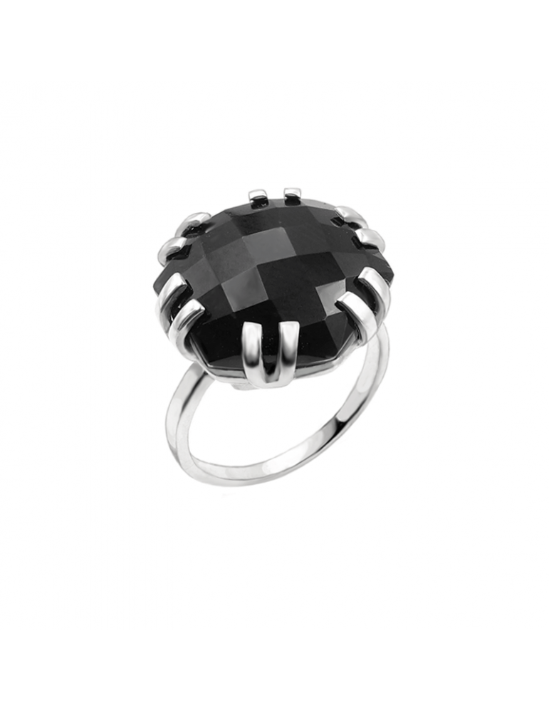 Bague Onyx en Argent 925 PM - Hexagone 15mm Aloe Bijoux