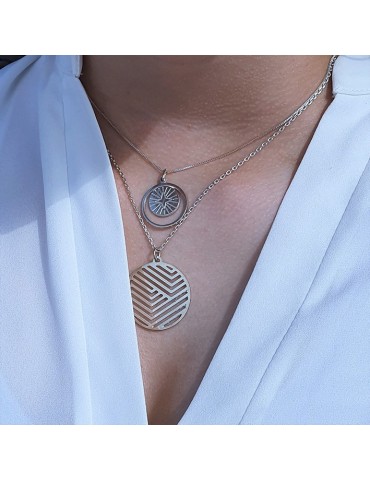 Collier avec pendentif ajouré en Argent 925 - Empreinte Aloe Bijoux