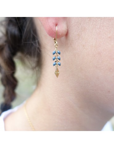 Boucles d'oreilles "Epi et soleil" en plaqué or avec laque Aloe Bijoux