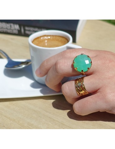 Bague Chrysoprase en plaqué or - Mint Green Aloe Bijoux