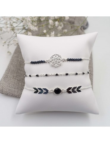 Bracelet argent & résine noire Aloe Bijoux