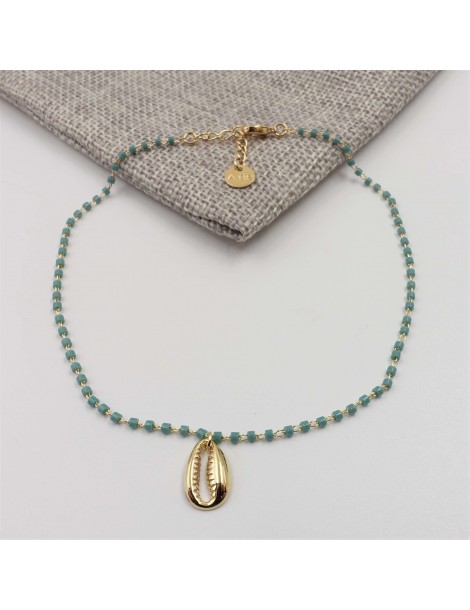 Chaine cheville & perles miyuki turquoise Aloe Bijoux
