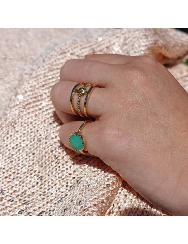 Bague Chrysoprase en Plaqué or - Juliette Aloe Bijoux