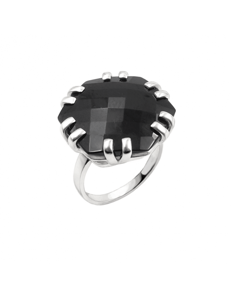 Bague Onyx en Argent 925 GM - Hexagone 20mm Aloe Bijoux