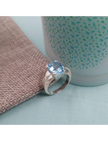 Bague en Argent et topaze bleue - Louane Aloe Bijoux