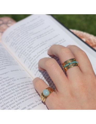 Bague Aloé Amazonite et Plaqué or Aloe Bijoux