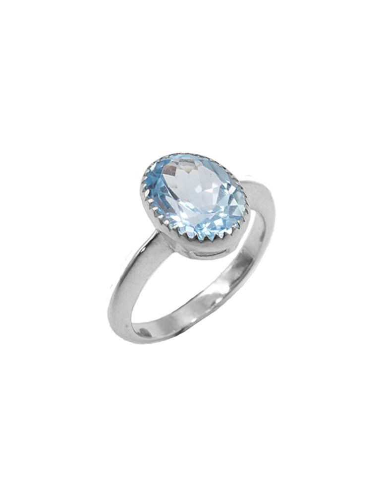 Bague Juliette en argent avec topaze bleue Aloe Bijoux