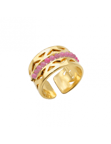 Bague Saphir rose en Plaqué or - Aloé Aloe Bijoux