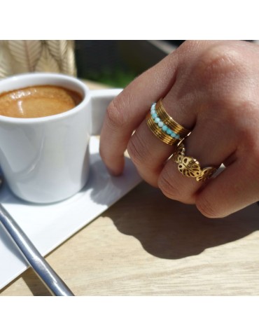 Bague Amazonite en Plaqué or - CODE Aloe Bijoux