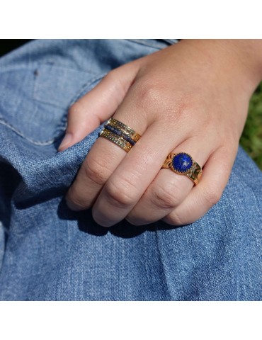 Bague Lapis lazuli en plaqué or - Althéa Aloe Bijoux