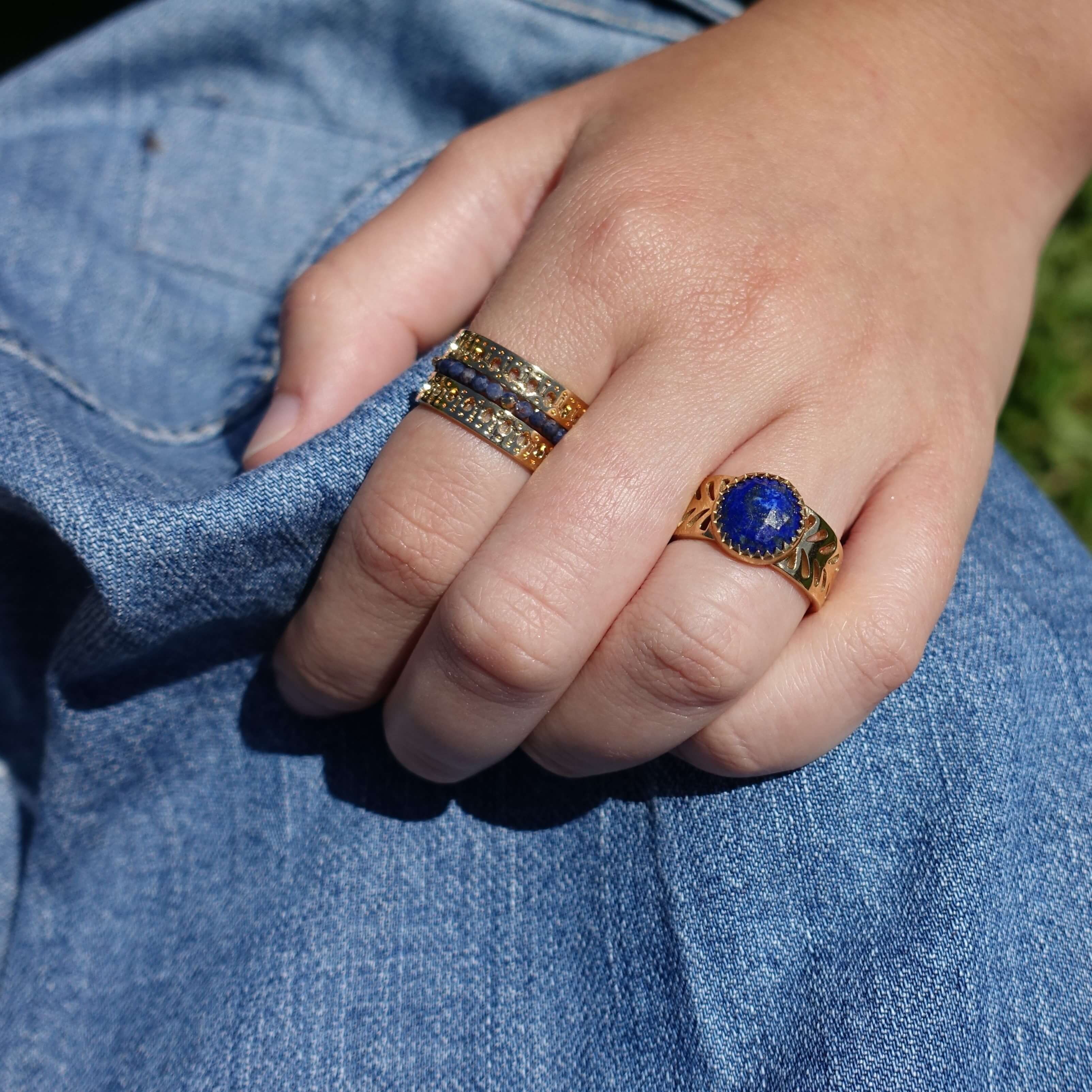 Bague Lapis lazuli en plaqué or - Althéa Taille bague 52