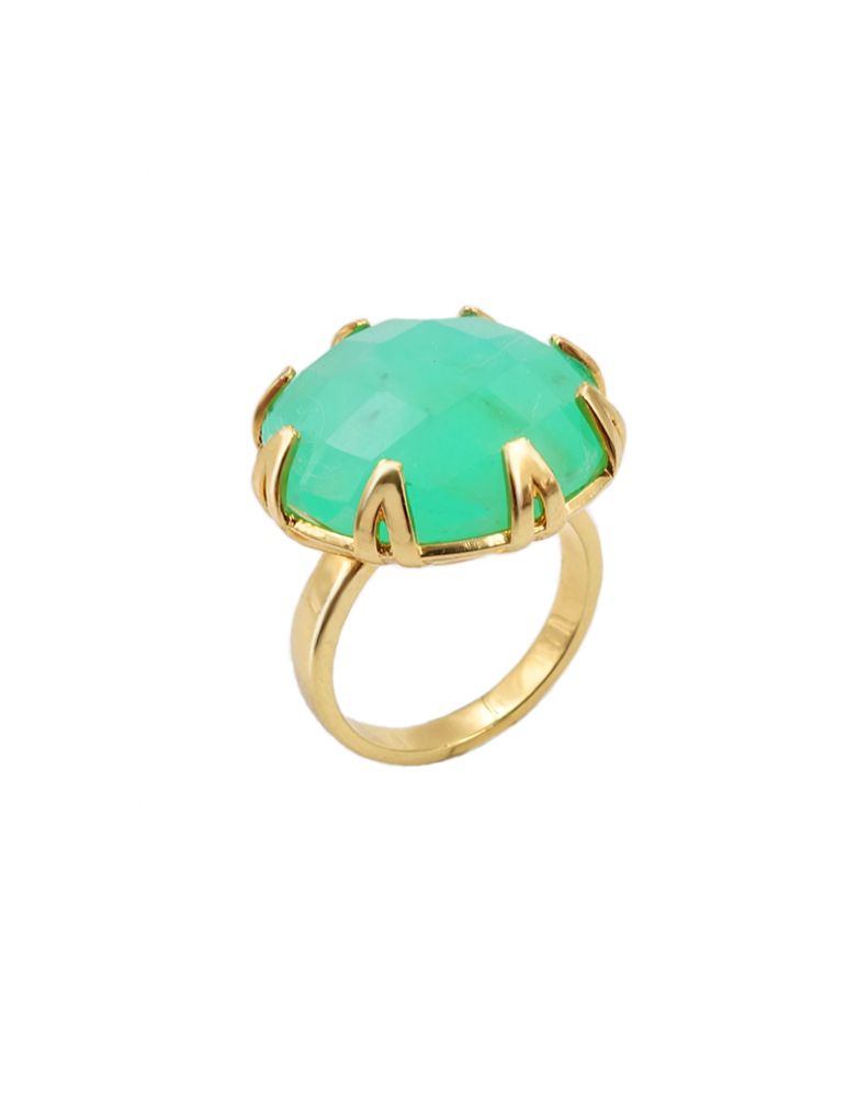 Bague Chrysoprase en plaqué or - Mint Green Aloe Bijoux