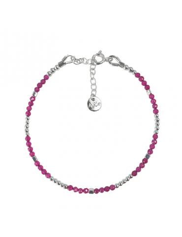 Bracelet perles Rubellite 2mm et Argent 925 - Mia Aloe Bijoux