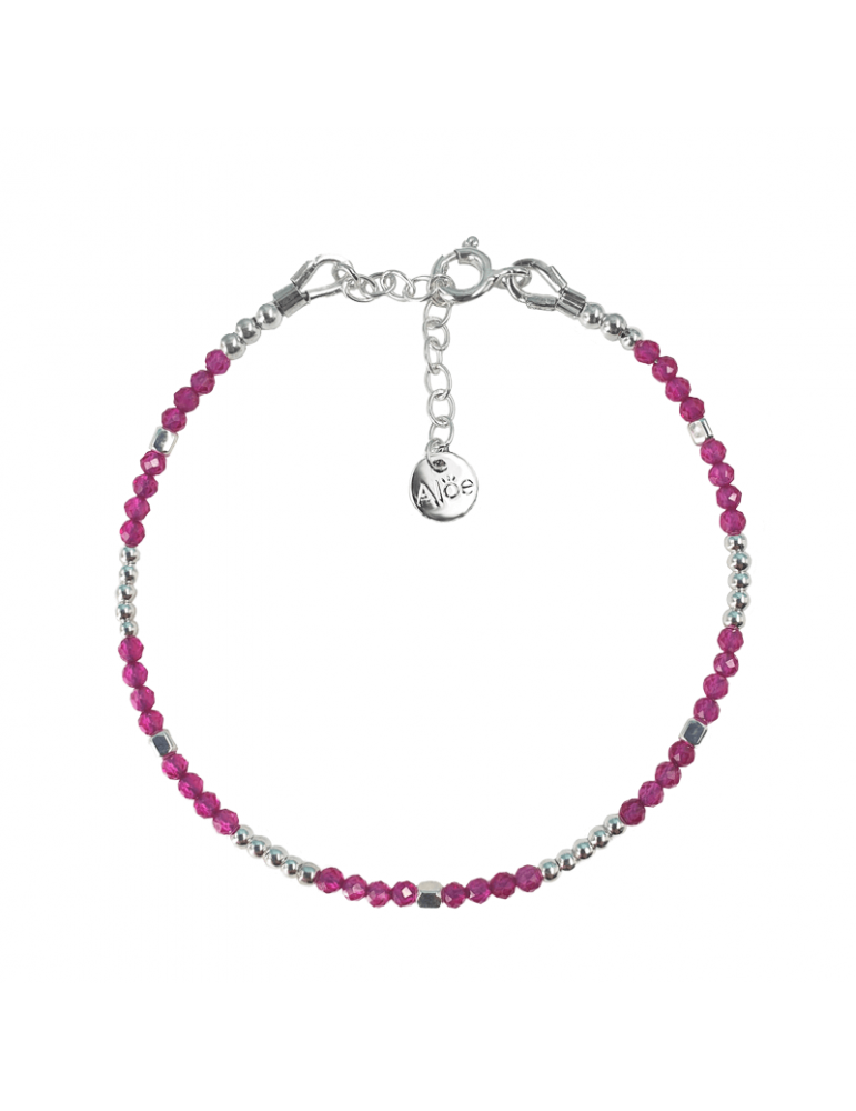 Bracelet perles Rubellite 2mm et Argent 925 - Mia Aloe Bijoux