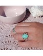 Bague perlée en argent et grande Amazonite - Nina Aloe Bijoux