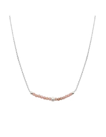 Collier chaîne en argent et barrette de rhodochrosite Aloe Bijoux