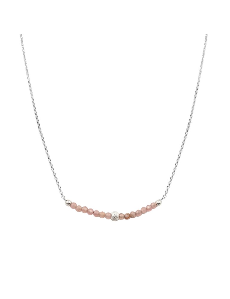 Collier chaîne en argent et barrette de rhodochrosite Aloe Bijoux