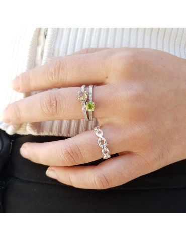 Bague en argent et péridot - Jenny Aloe Bijoux