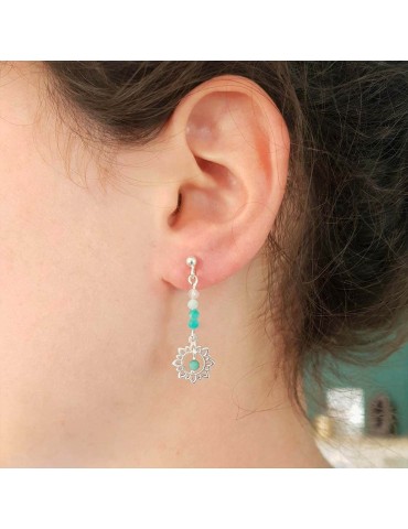 Boucles d'Oreilles en argent & amazonite Stella Aloe Bijoux