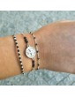 Bracelet alterné argent et spinelle noir - Cloé Aloe Bijoux