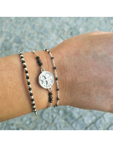 Bracelet argent & résine noire Aloe Bijoux