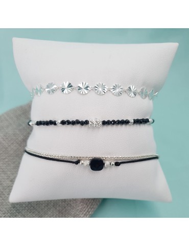 Bracelet Onyx carré et Argent 925 - Cassiopée Aloe Bijoux