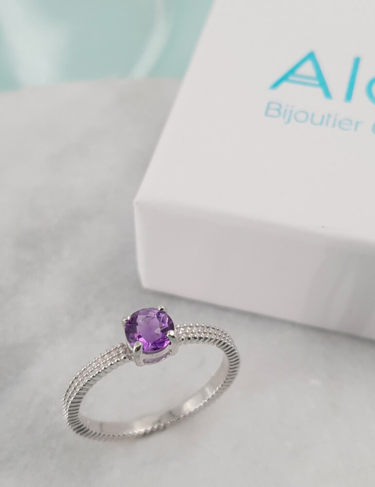 Bague en argent et améthyste - Jenny Aloe Bijoux