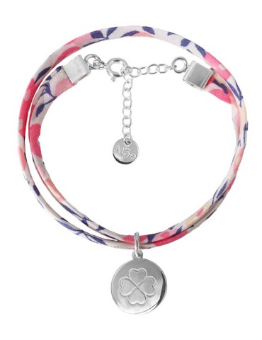 Bracelet liberty et médaille trèfle en argent Aloe Bijoux