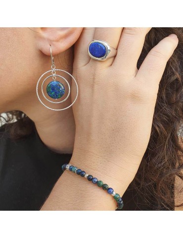 Boucles d'oreilles en argent et azurite malachite - Azure Aloe Bijoux