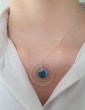 Collier chaîne argent et azurite malachite - Azur Aloe Bijoux