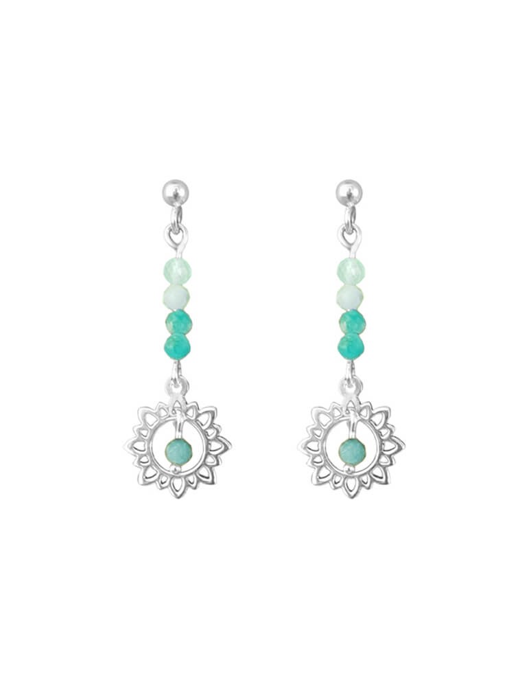 Boucles d'Oreilles en argent & amazonite Stella Aloe Bijoux